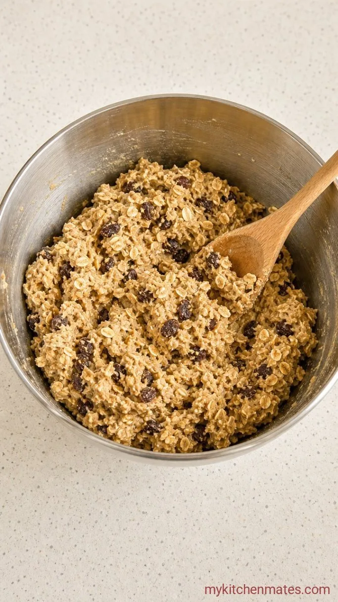 30-Minute Chewy Oatmeal Raisin Cookies Step 4: Fold in the Oats and Raisins