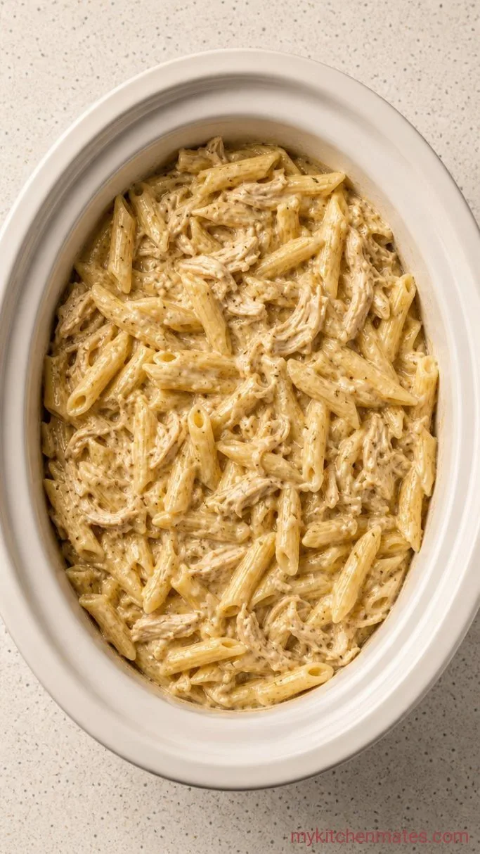 Creamy Crockpot Olive Garden Chicken Pasta Step 4: Fold in the Pasta and Finish Cooking