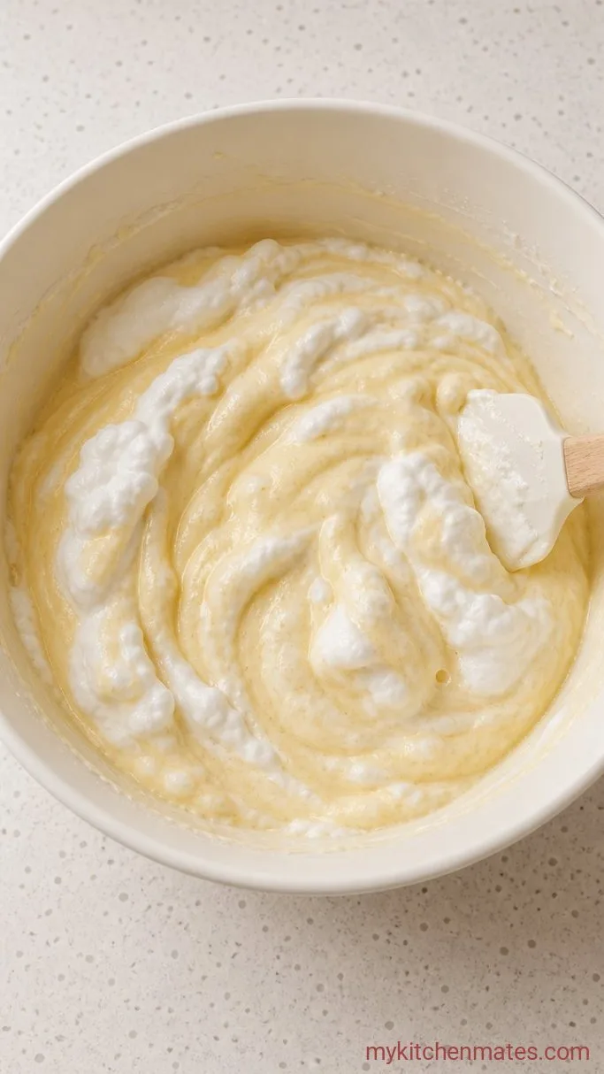 Vanilla Custard Cake That Magically Makes Three Layers Step 4: Fold in the Whites