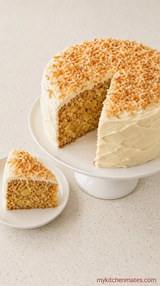 Moist Pineapple Coconut Cake with Cream Cheese Frosting Step 4: Frost and Slice