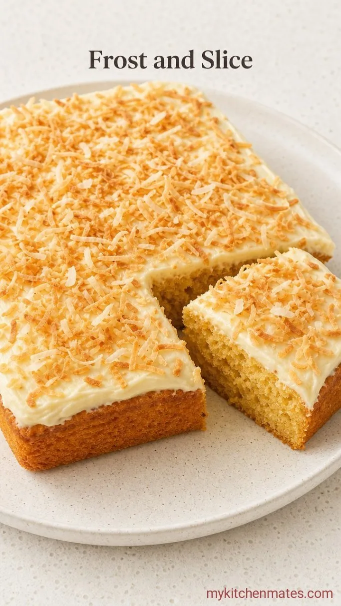 No-Mixer Hawaiian Pineapple Cake Step 4: Frost and Slice