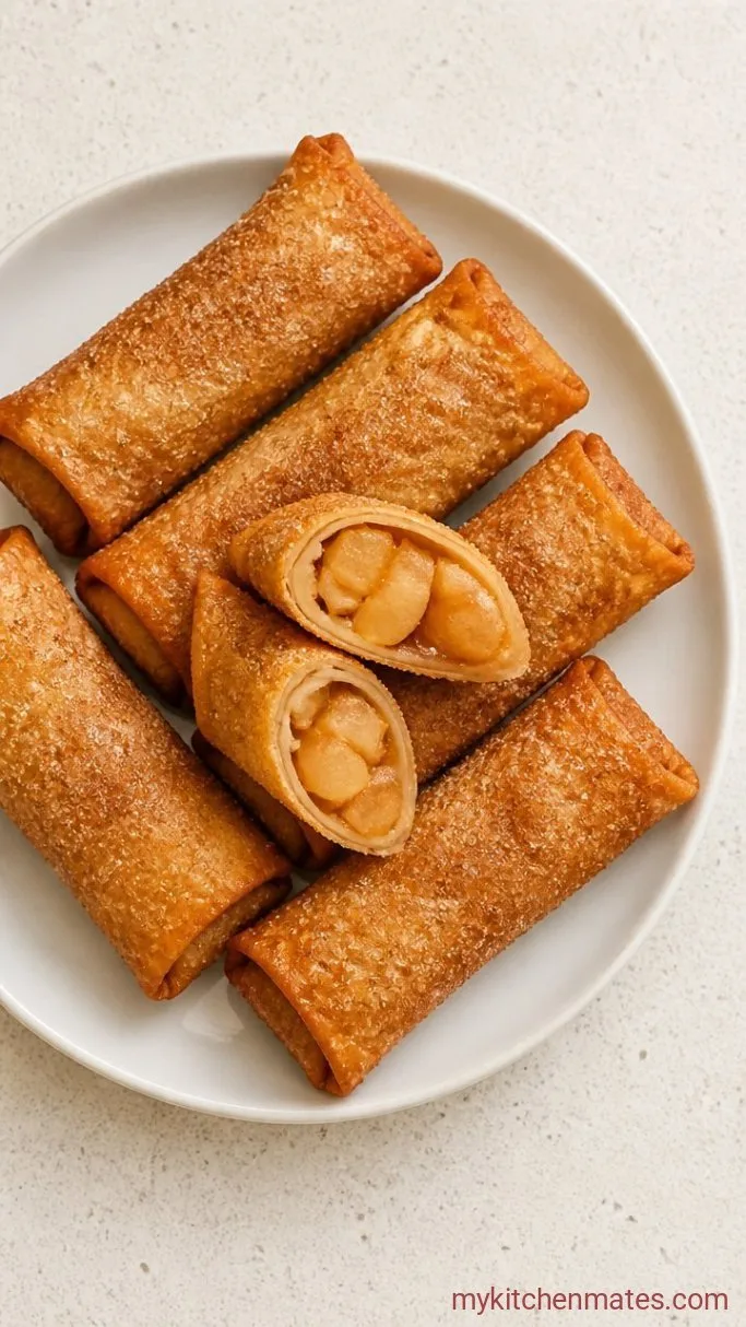 Crispy Apple Pie Egg Rolls Step 4: Fry and Coat the Egg Rolls