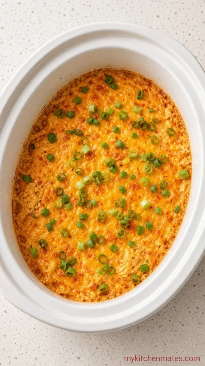Creamy Crockpot Buffalo Chicken Dip (Set It and Forget It) Step 4: Garnish and Serve the Dip