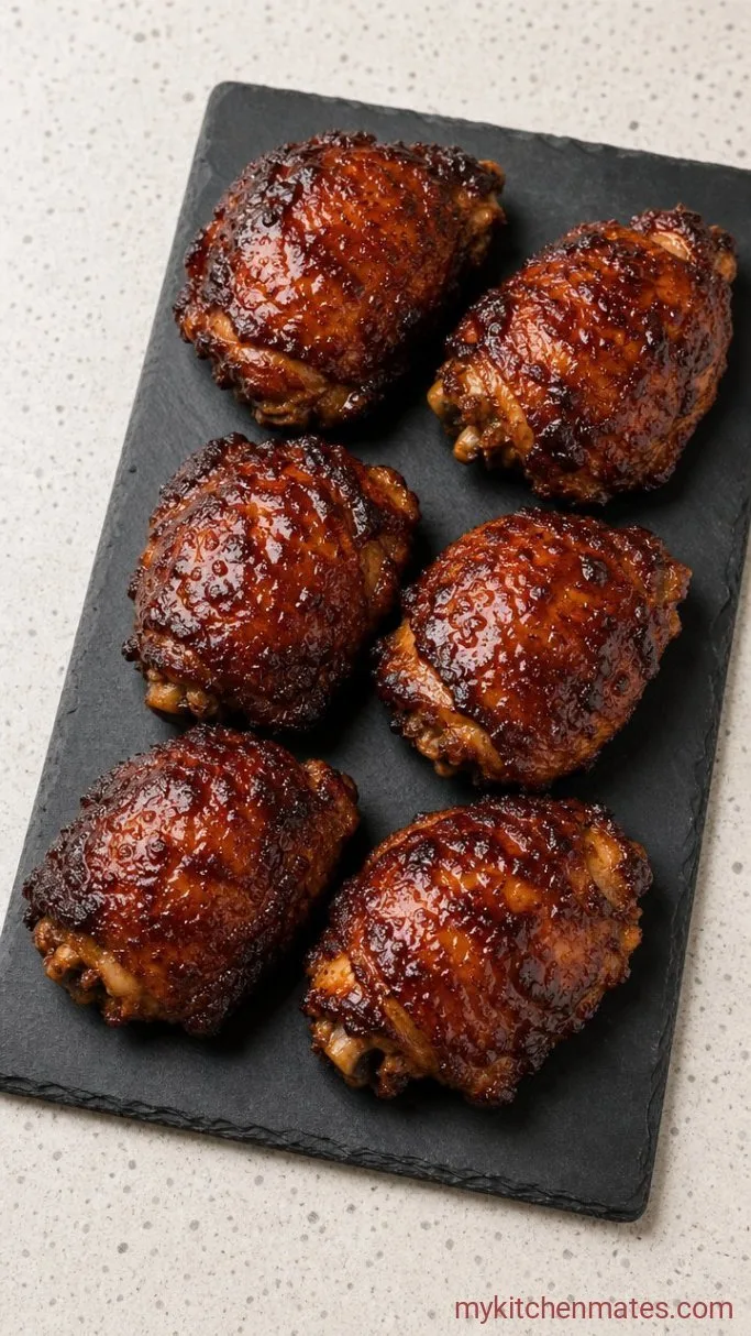 Oven-Baked Sticky BBQ Chicken Thighs Step 4: Glaze and Serve
