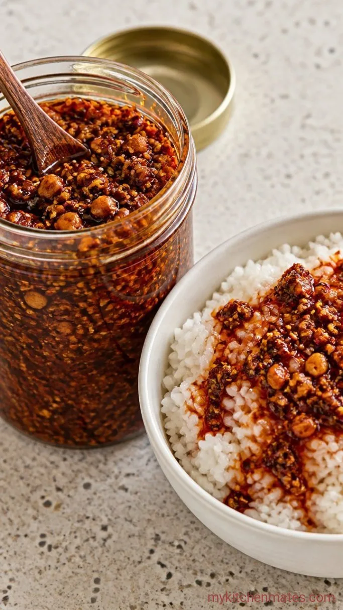 Homemade Chili Crisp (Ready in 15 Minutes) Step 4: Jar and Drizzle