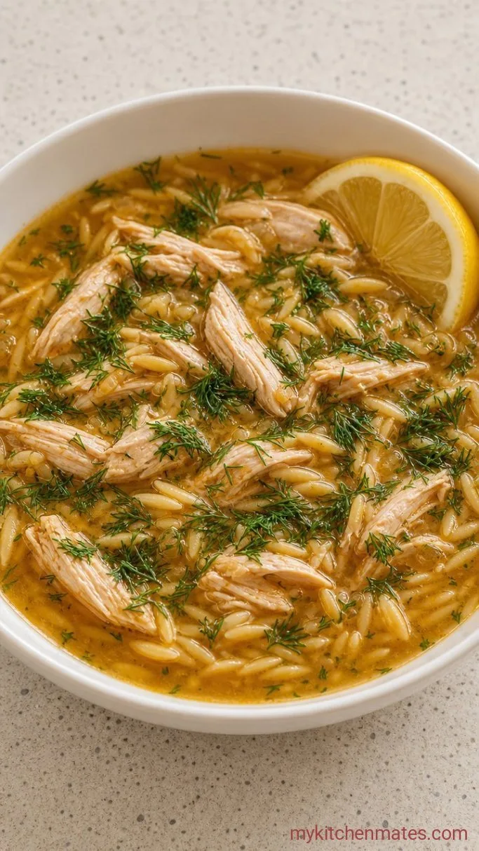 One-Pot Lemon Chicken Orzo Soup Step 4: Ladle and Finish with Lemon