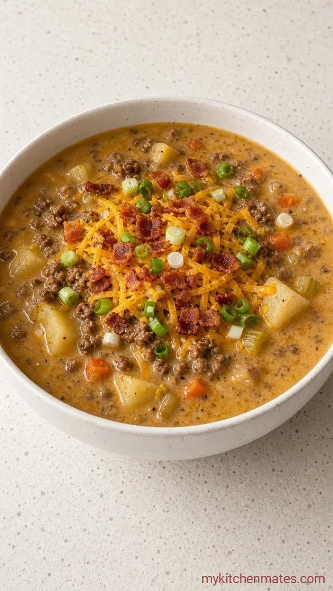 Hearty Hamburger Potato Soup (One-Pot, 45 Minutes) Step 4: Ladle and Garnish