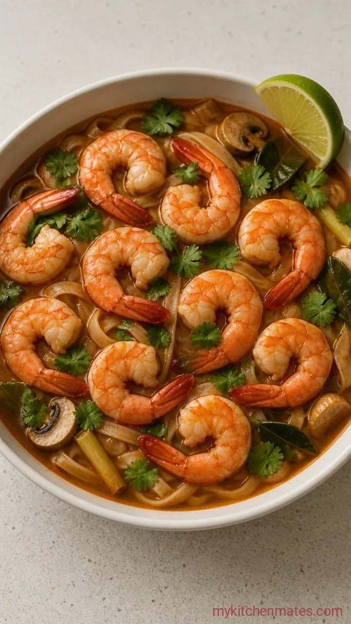 Spicy Tom Yum Noodle Soup in 15 Minutes Step 4: Ladle and Garnish