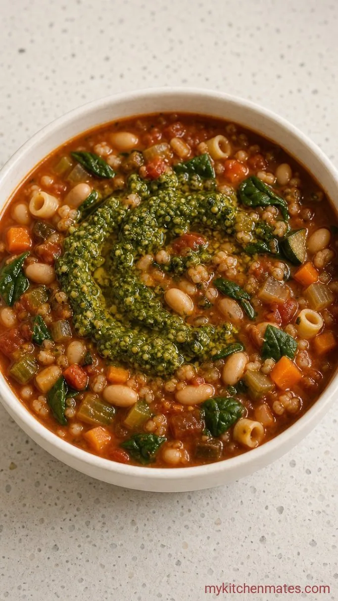Step 4: Ladle and Swirl in Pesto