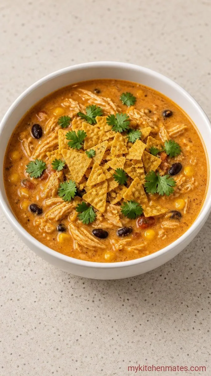 Creamy King Ranch Chicken Soup (One Pot, 30 Minutes) Step 4: Ladle and Top with Crunchy Tortillas