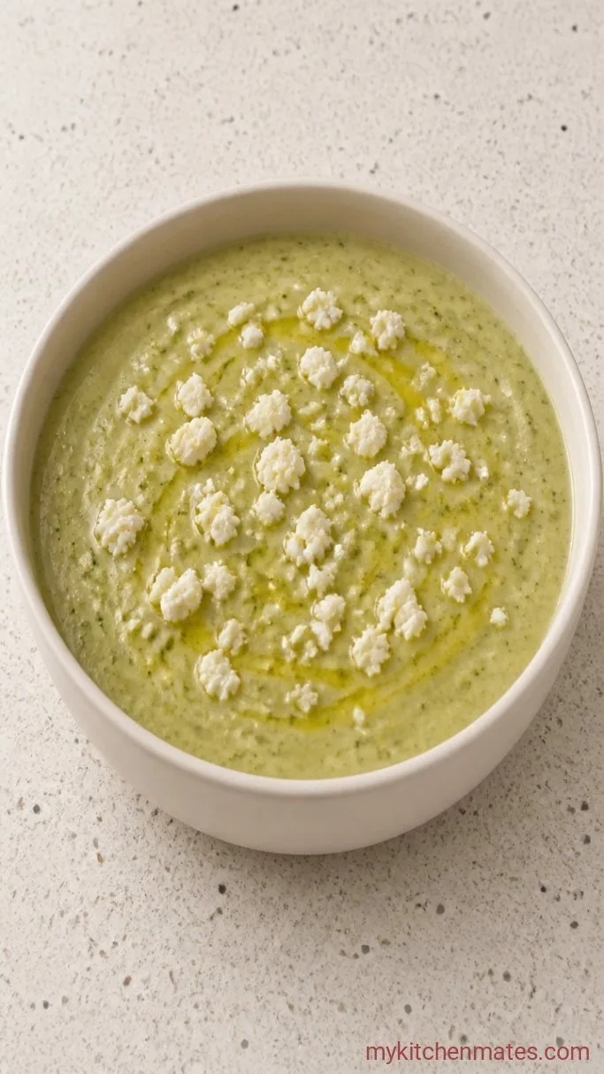 Creamy Broccoli Feta Soup (Ready in 30 Minutes) Step 4: Ladle and Top with Feta