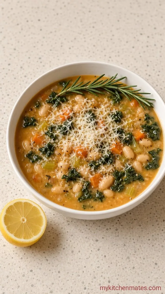 30-Minute Italian White Bean Soup Step 4: Ladle and Top with Parmesan