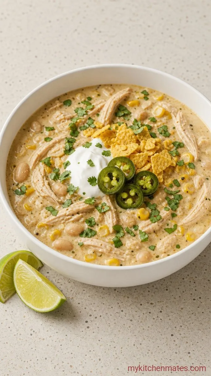 30-Minute Creamy Cajun White Chicken Chili Step 4: Ladle and Top