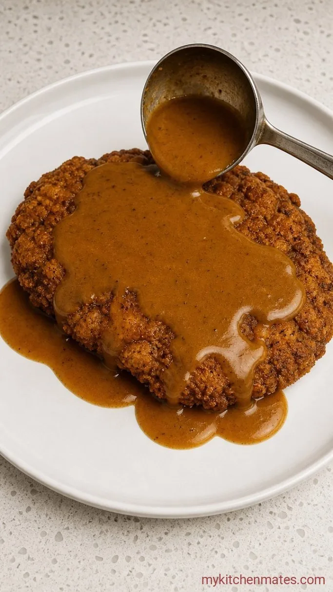 15-Minute Chicken Fried Steak Gravy Step 4: Ladle Over the Steak
