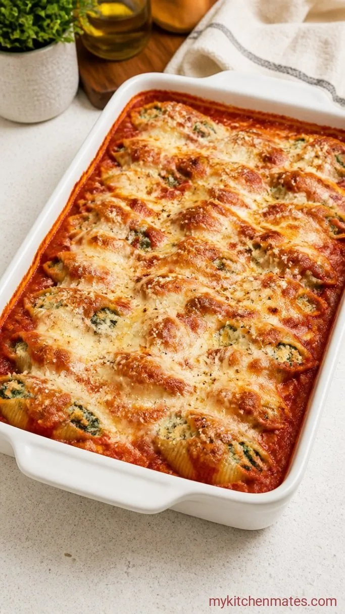 Creamy Spinach and Ricotta Stuffed Shells Step 4: Layer and Bake
