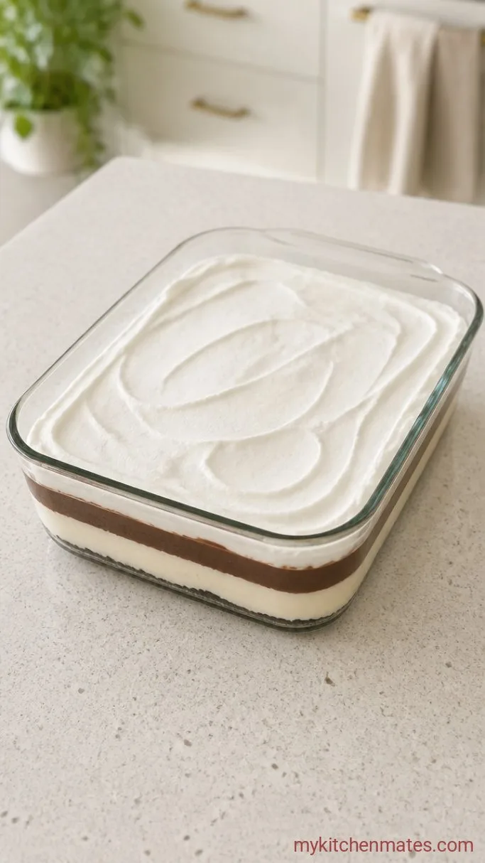 No-Bake Chocolate Layered Pudding Dessert Step 4: Layer and Chill
