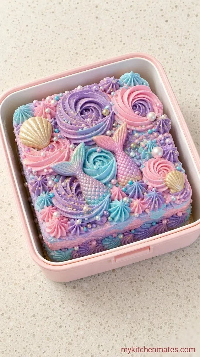 Adorable 4-Inch Mermaid Bento Cake (One-Bowl Vanilla) Step 4: Layer and Decorate the Bento Cake