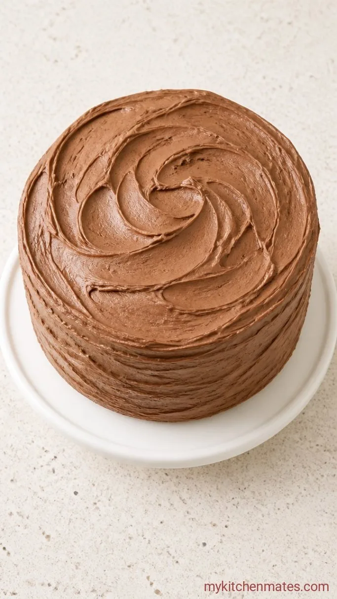 Fudgy Brownie Stack Cake with Chocolate Ganache Step 4: Layer and Frost the Cake