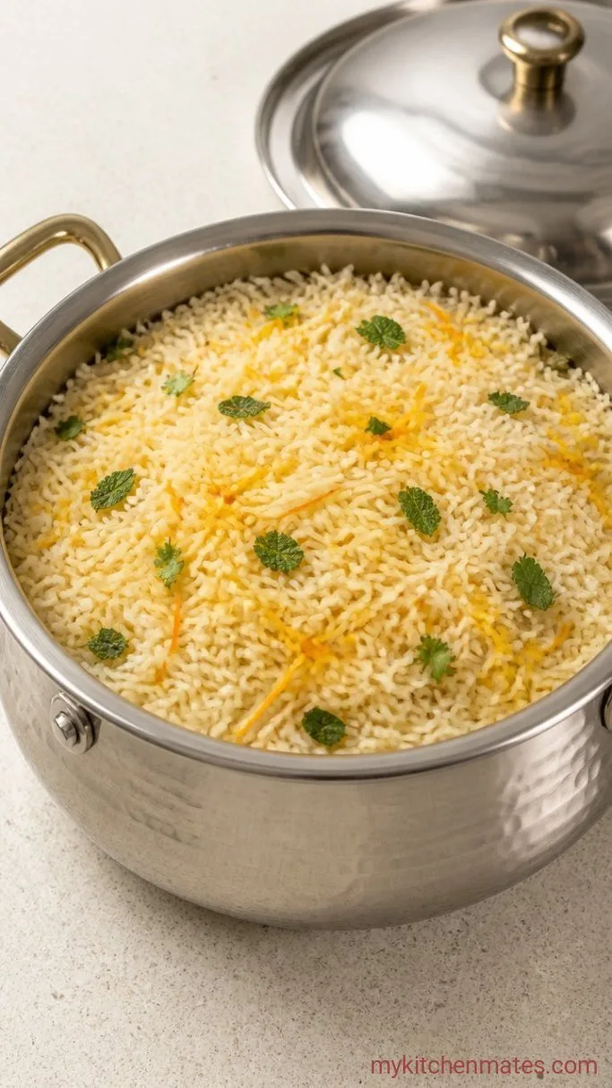 Indian Egg Biryani with Saffron Rice Step 4: Layer and Seal the Biryani