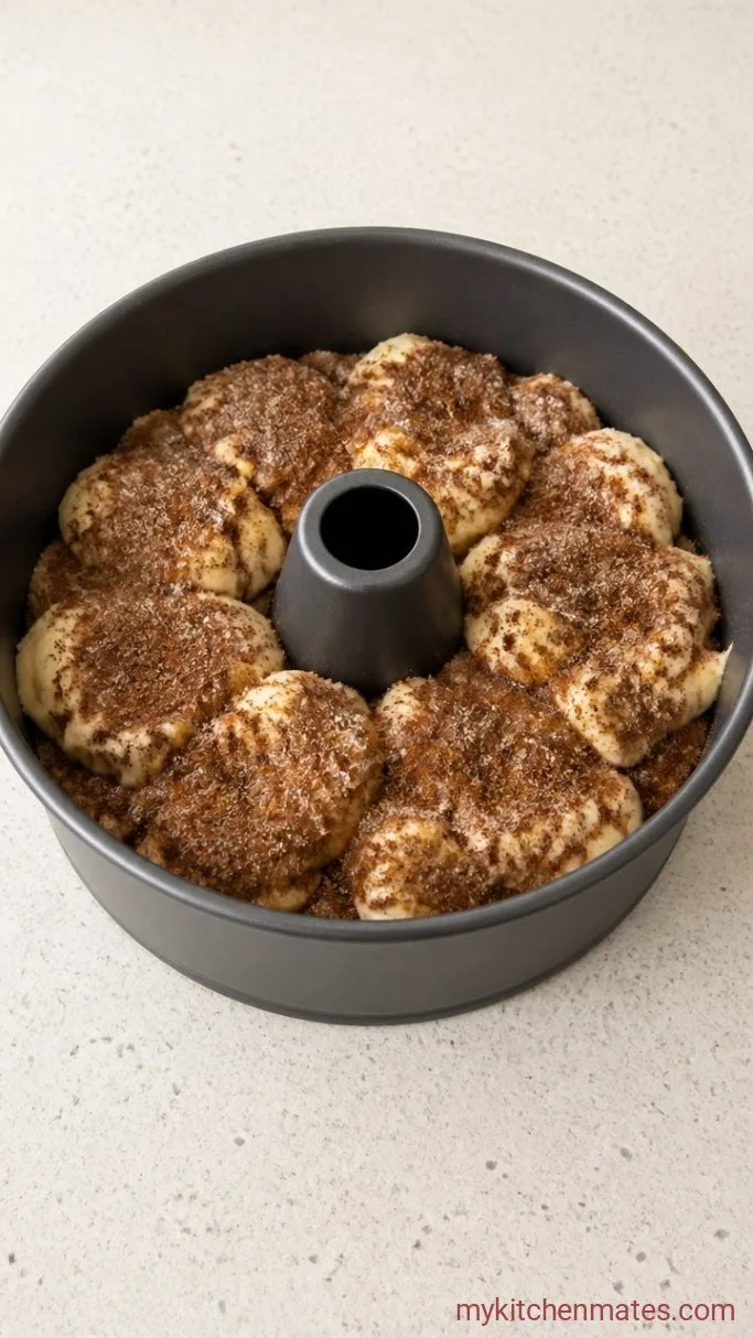 Step 4: Layer the Batter and Cinnamon Sugar