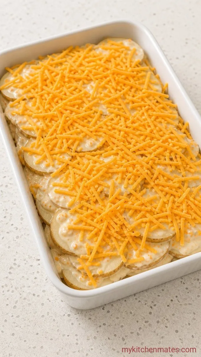 Cheesy No-Boil Loaded Baked Potato Casserole Step 4: Layer the Casserole