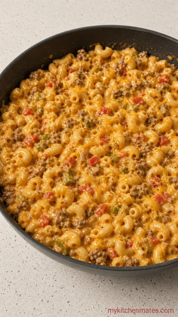 One-Pot Creamy Rotel Pasta with Ground Beef Step 4: Melt the Cheeses