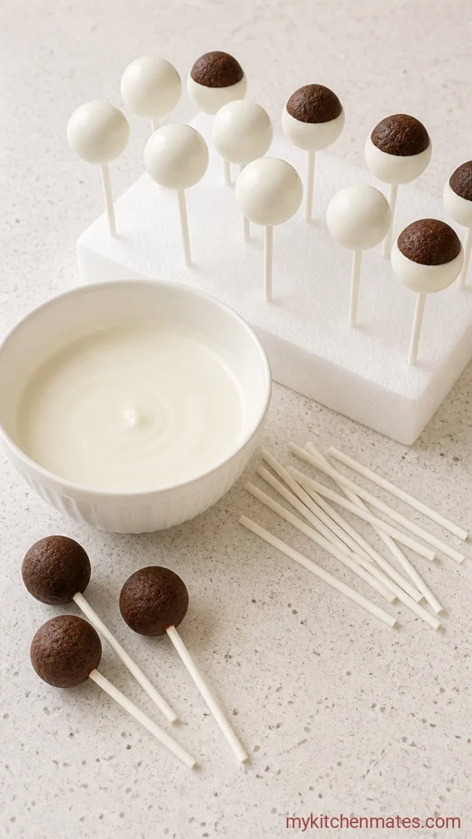 Homemade Vanilla Cake Pops (From Scratch) Step 4: Melt the Coating and Dip the Pops