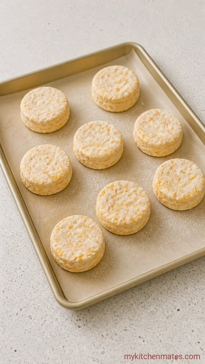 Quick & Flaky Sourdough Cheddar Biscuits Step 4: Pat and Cut the Dough