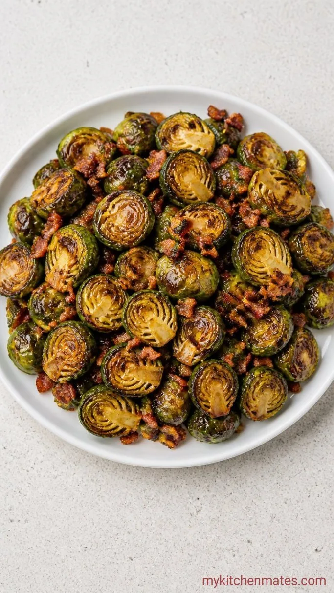 Crispy Blackstone Brussels Sprouts with Bacon and Balsamic Step 4: Pile onto a Serving Platter
