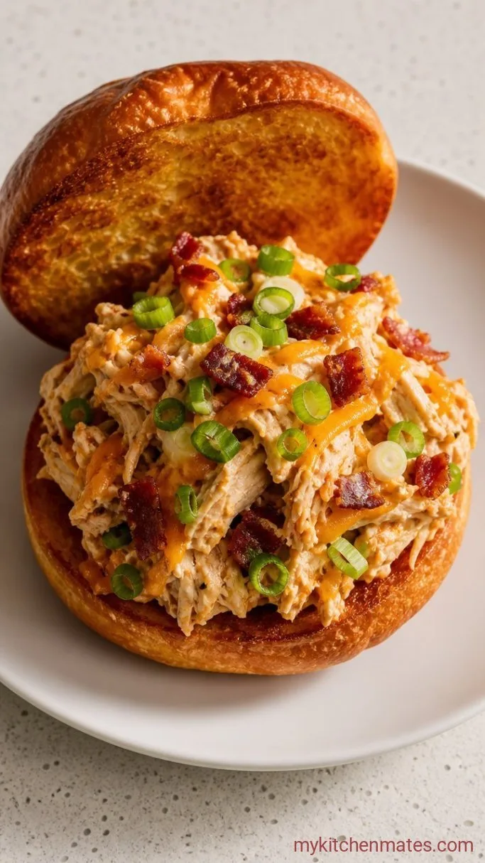 Creamy 5-Ingredient Crockpot Cracked Chicken Step 4: Pile onto Buns and Serve