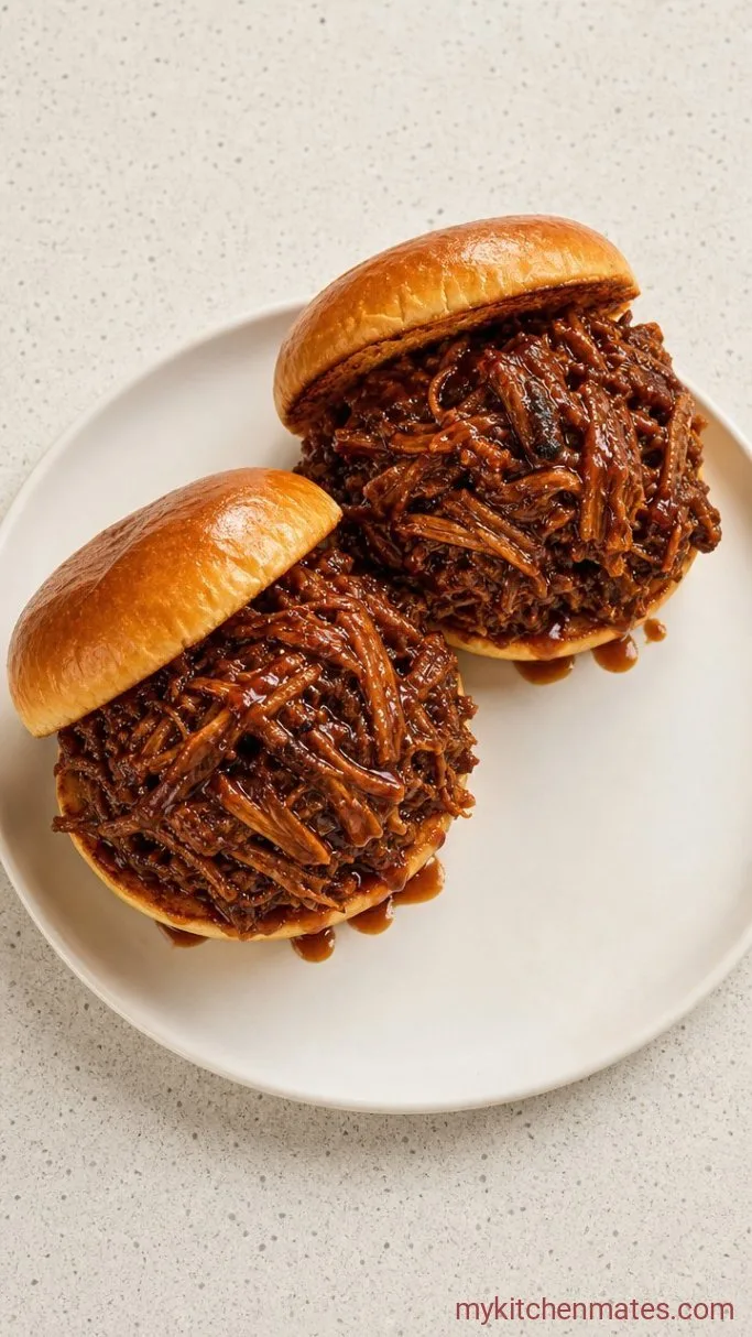 4-Ingredient Crockpot BBQ Shredded Chicken Step 4: Pile onto Toasted Buns
