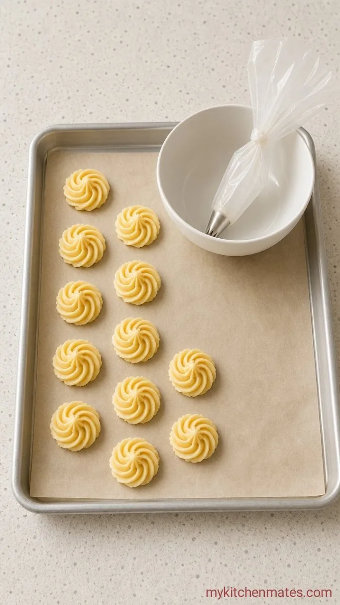 Buttery Italian Butter Cookies (6 Ingredients) Step 4: Pipe and Shape the Cookies