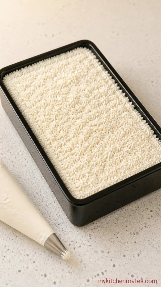 Adorable Duck Bento Cake (Cute Lunchbox-Inspired Mini Cake) Step 4: Pipe the Rice Bed