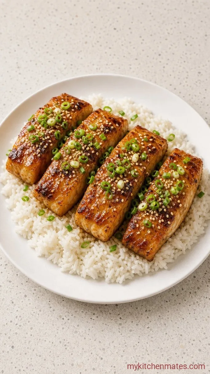20-Minute Pan-Seared Asian-Style Cod Step 4: Plate and Serve Over Rice
