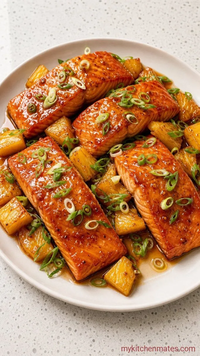 20-Minute Sticky Honey Pineapple Salmon Step 4: Plate and Spoon Over the Glaze