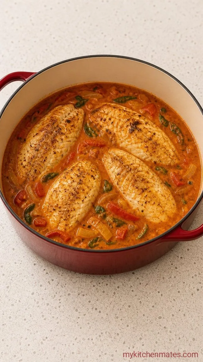 One-Pot Moqueca de Tilapia (Brazilian Coconut Fish Stew) Step 4: Poach the Fish in the Stew