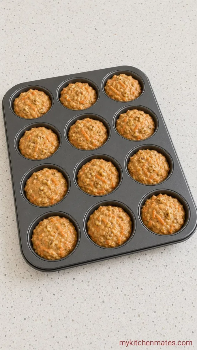 Moist Carrot Cake Muffins (One Bowl, 30 Minutes) Step 4: Portion and Bake the Muffins