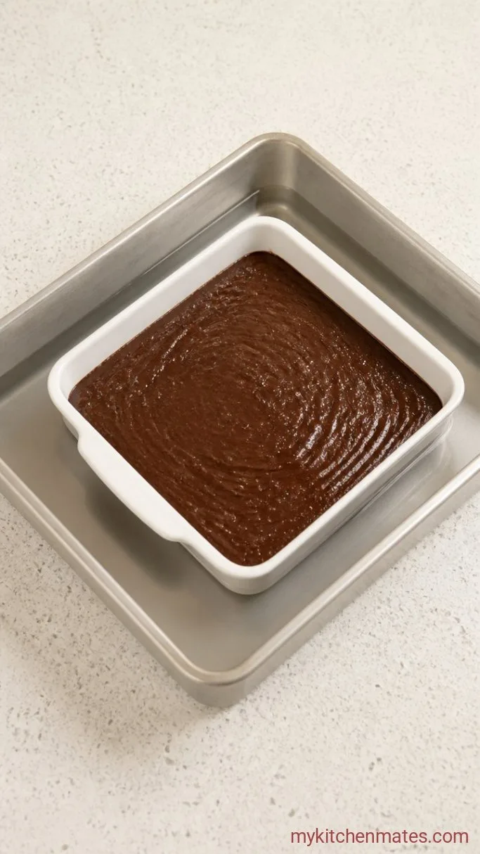 Gooey Brownie Pudding Dessert Step 4: Pour the Batter and Set the Water Bath