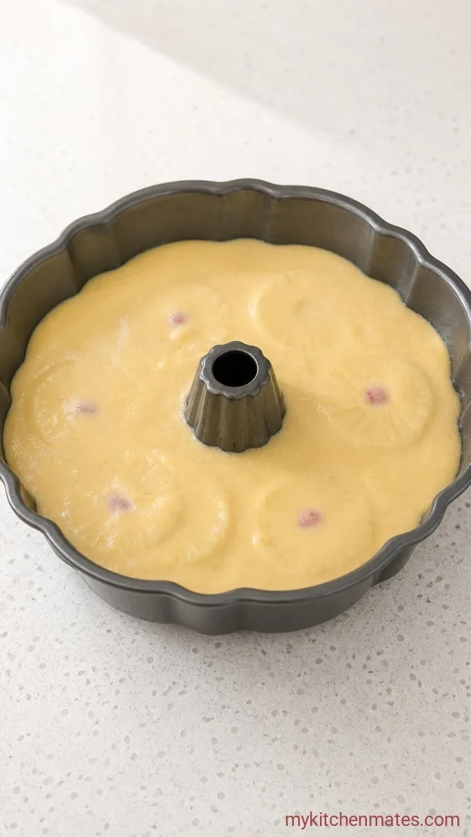 Step 4: Pour the Batter Over the Topping