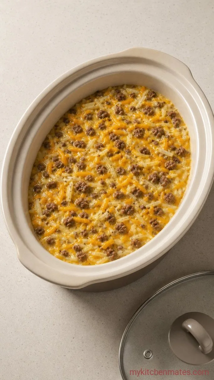 Feed a Crowd with This Overnight Crockpot Breakfast Casserole Step 4: Pour the Egg Mixture and Set the Cooker