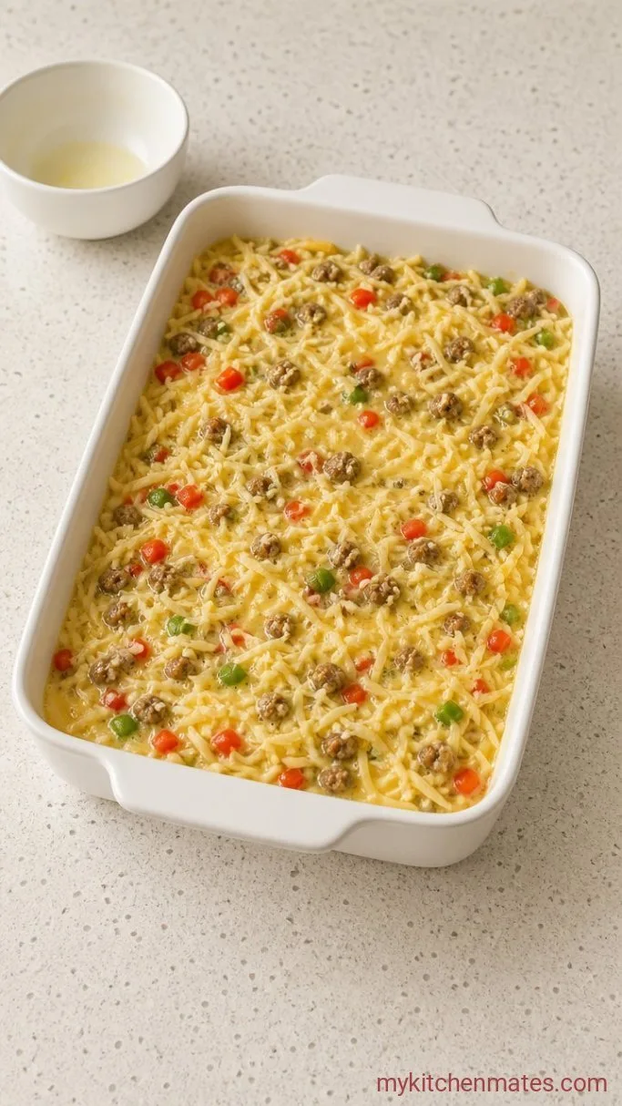 Make-Ahead Gluten-Free Breakfast Casserole Step 4: Pour the Egg Mixture