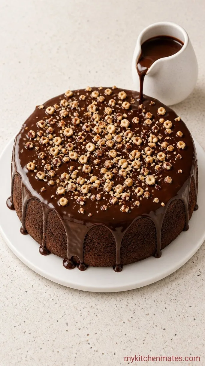 Step 4: Pour the Ganache and Top with Hazelnuts