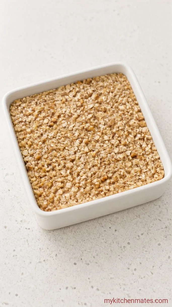 Chewy Apple Cinnamon Granola Bars Step 4: Press into the Pan and Bake