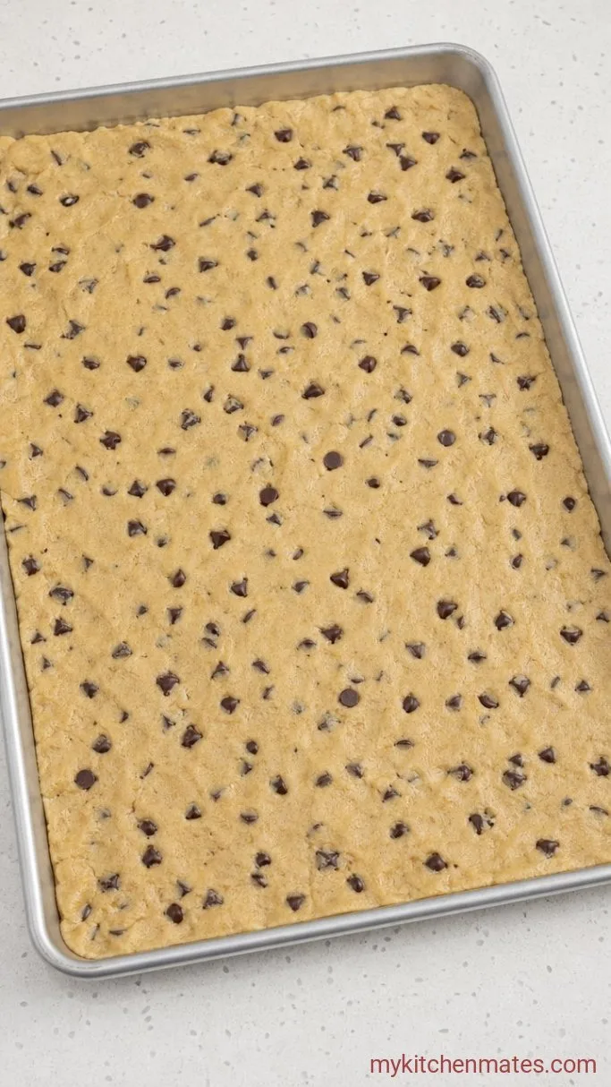 Soft and Chewy Sheet Pan Chocolate Chip Cookies Step 4: Press the Dough Into the Pan
