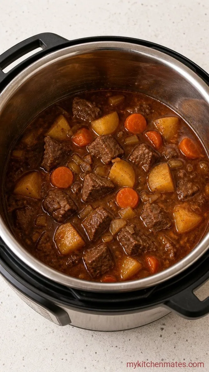 Instant Pot Vegetable Beef Soup Step 4: Pressure Cook the Soup