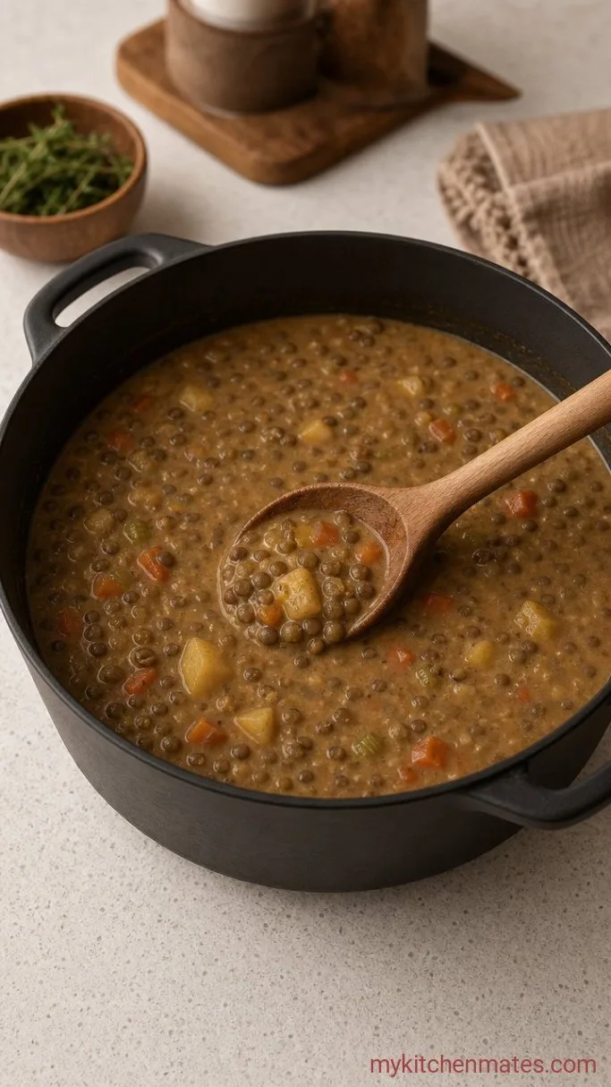 One-Pot Creamy Lentil Potato Soup Step 4: Purée a Portion for Body