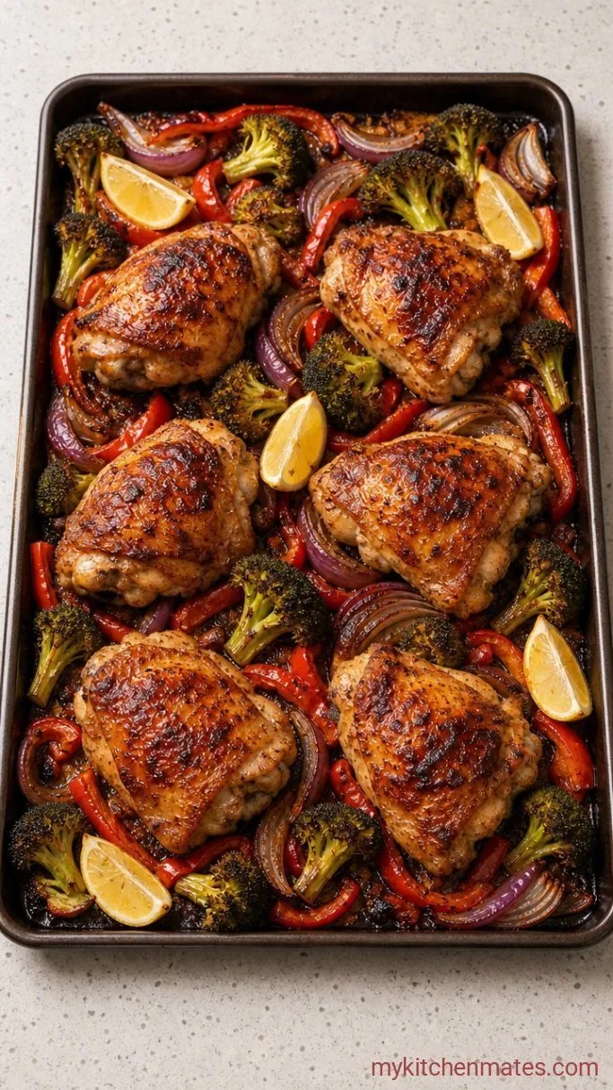 Crispy Sheet Pan Chicken Thighs with Roasted Vegetables Step 4: Roast and Serve