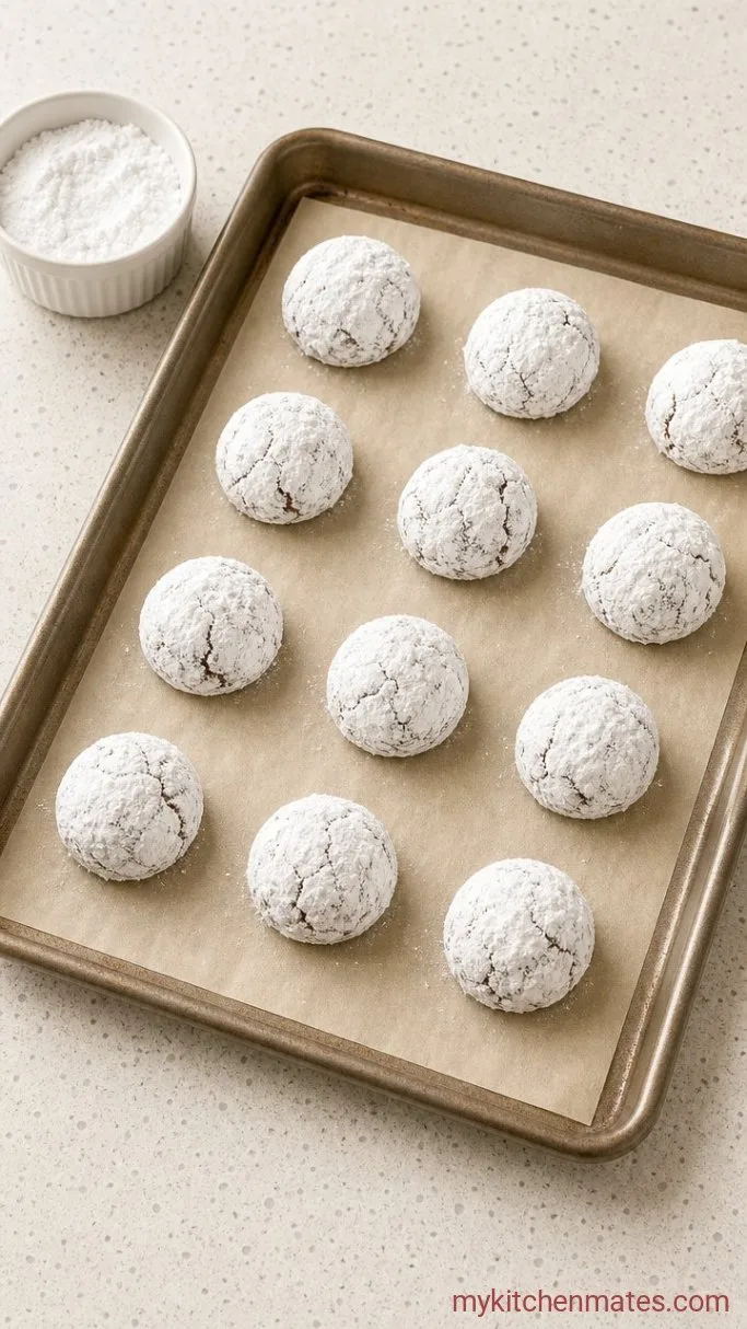 Soft and Fudgy Christmas Crinkle Cookies Step 4: Roll and Coat the Dough Balls