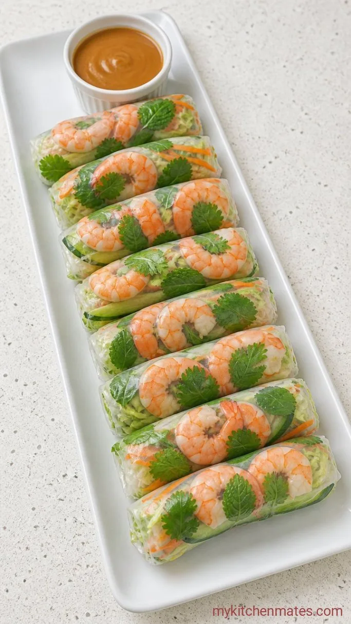 Fresh Thai Spring Rolls with Creamy Peanut Sauce Step 4: Roll and Serve