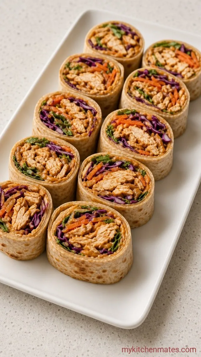 Quick Thai Peanut Chicken Wraps Step 4: Roll and Slice